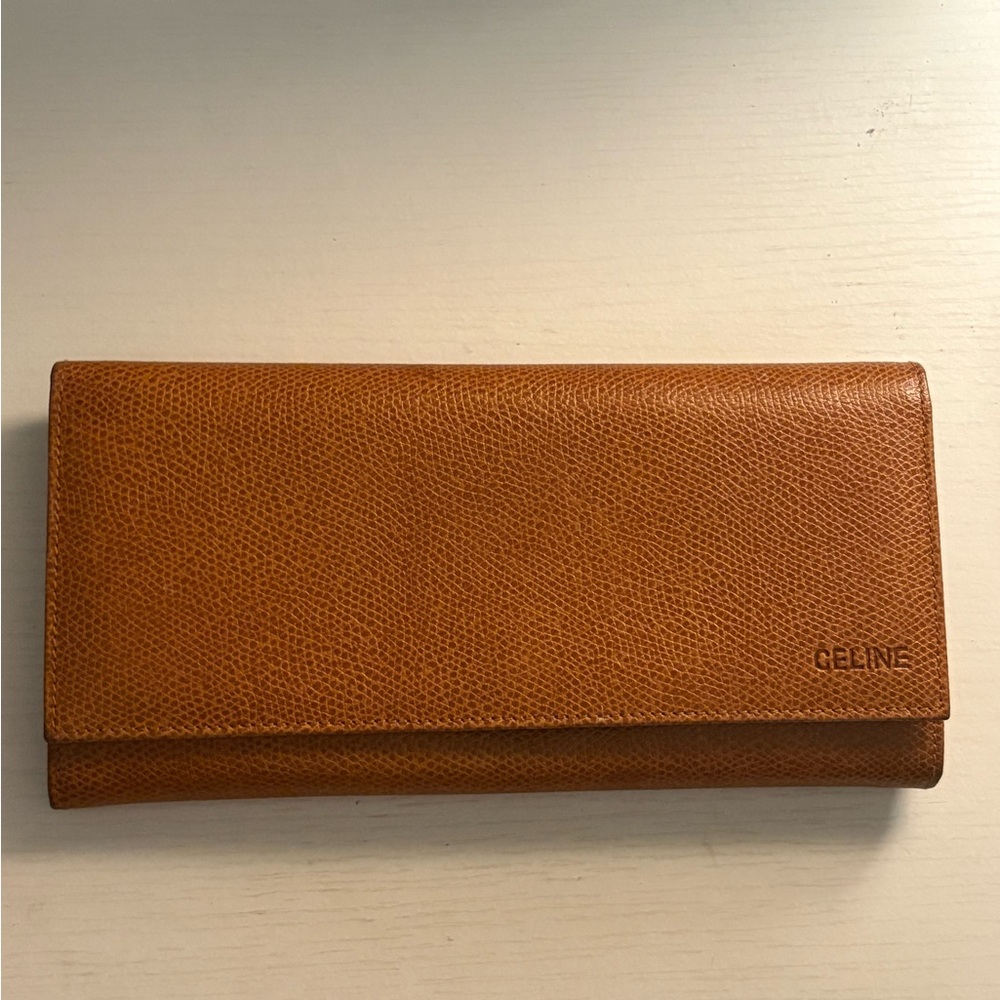 Celine Caramel Leather Long Kisslock Wallet